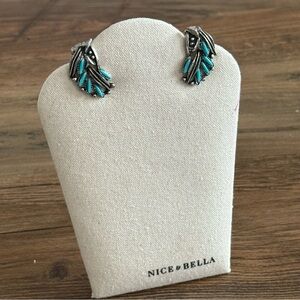 Vintage Native American Silver and Turquoise Clip Back Earrings